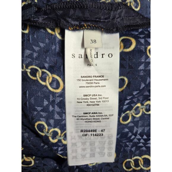 Sandro Milly Silk Dress Small EU 38 Navy Blue - Picture 14 of 16